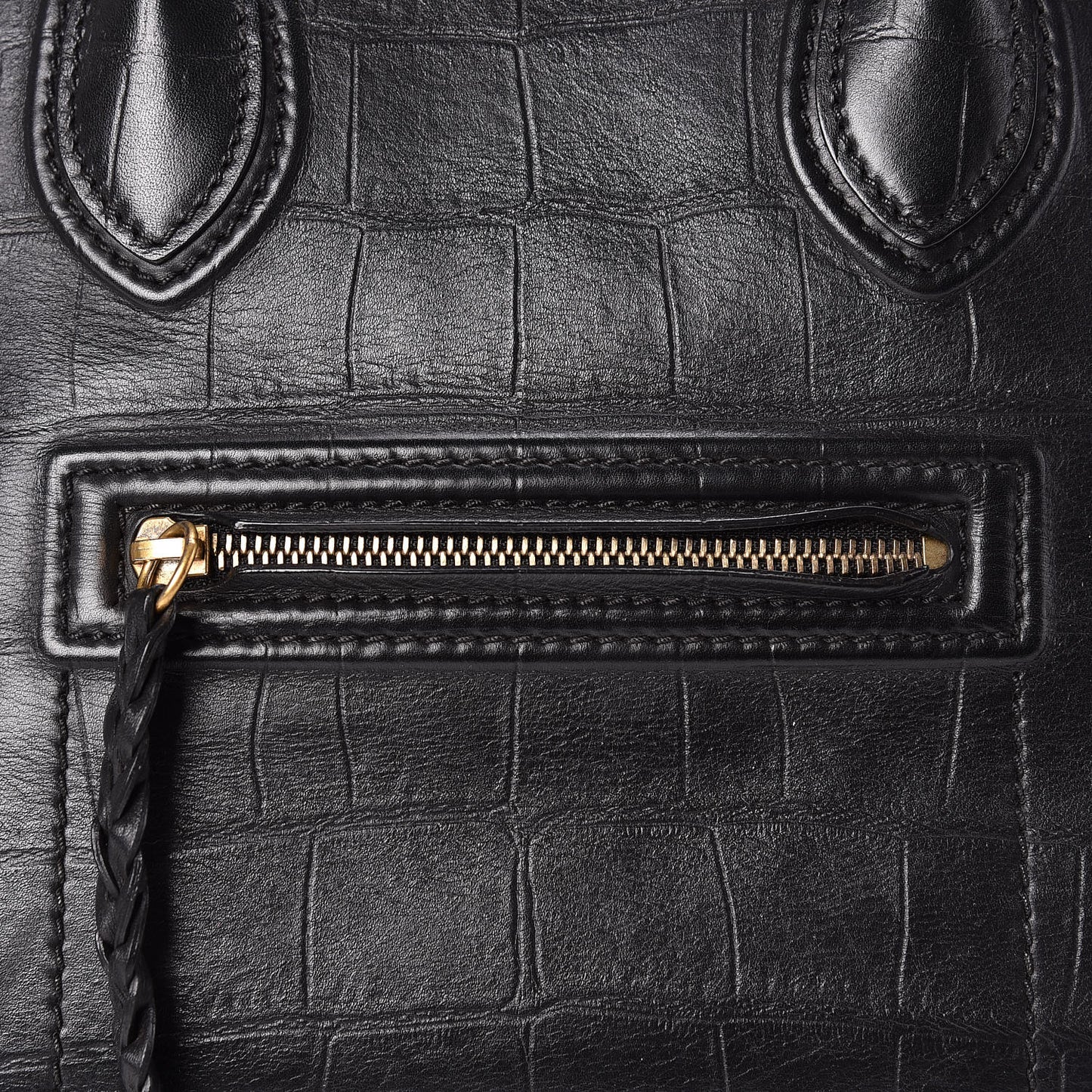 Crocodile Embossed Calfskin Medium Phantom Luggage Black