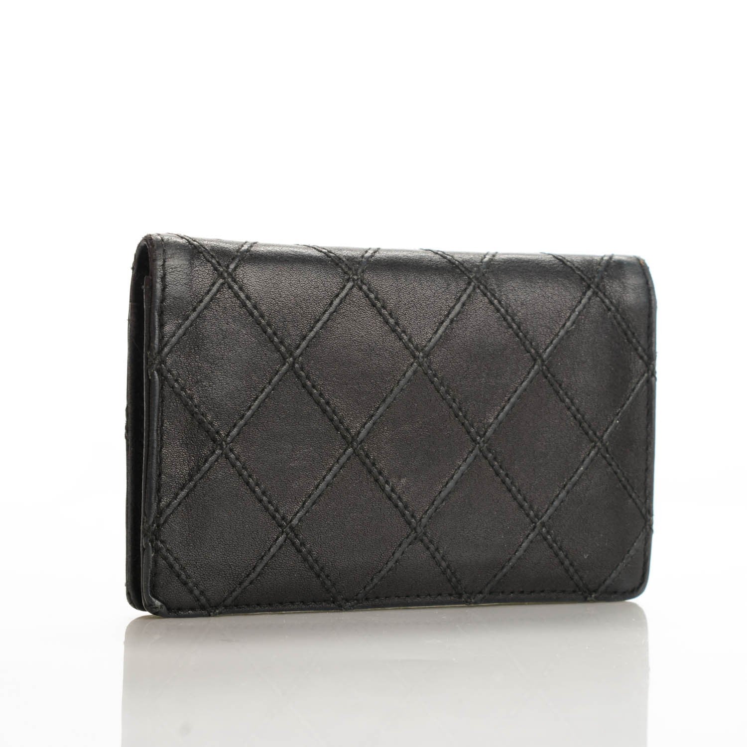 Chanel Calfskin Diamond Stitched Card Holder Wallet Black 3 of 7
