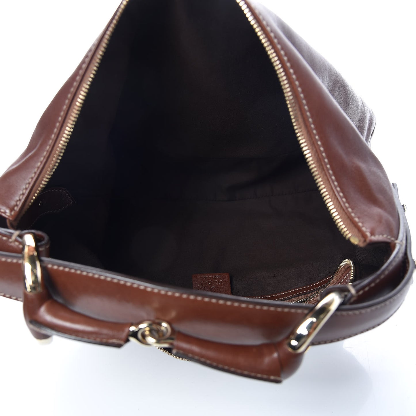 Calfskin Medium Horsebit Chain Hobo Brown