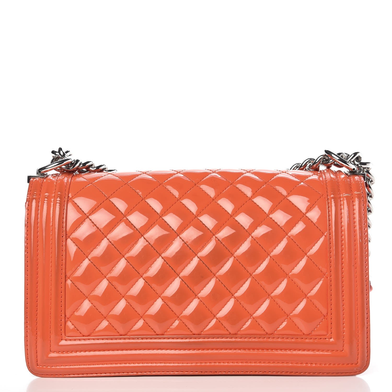 Chanel Patent Quilted Medium Plexiglass Boy Flap Orange 9 of 13