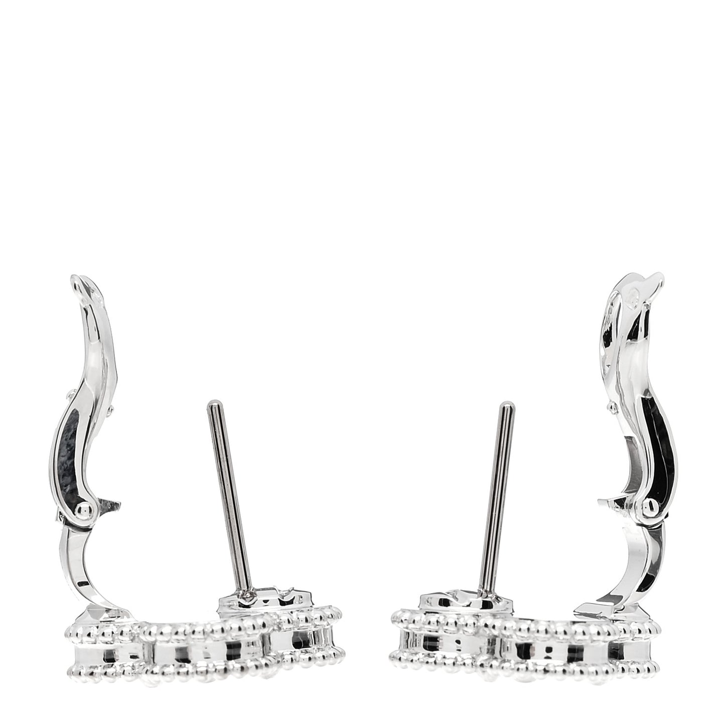 18K White Gold Guilloche Vintage Alhambra Earrings