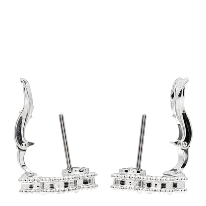 Van Cleef & Arpels 18K White Gold Guilloche Vintage Alhambra Earrings 3 of 5