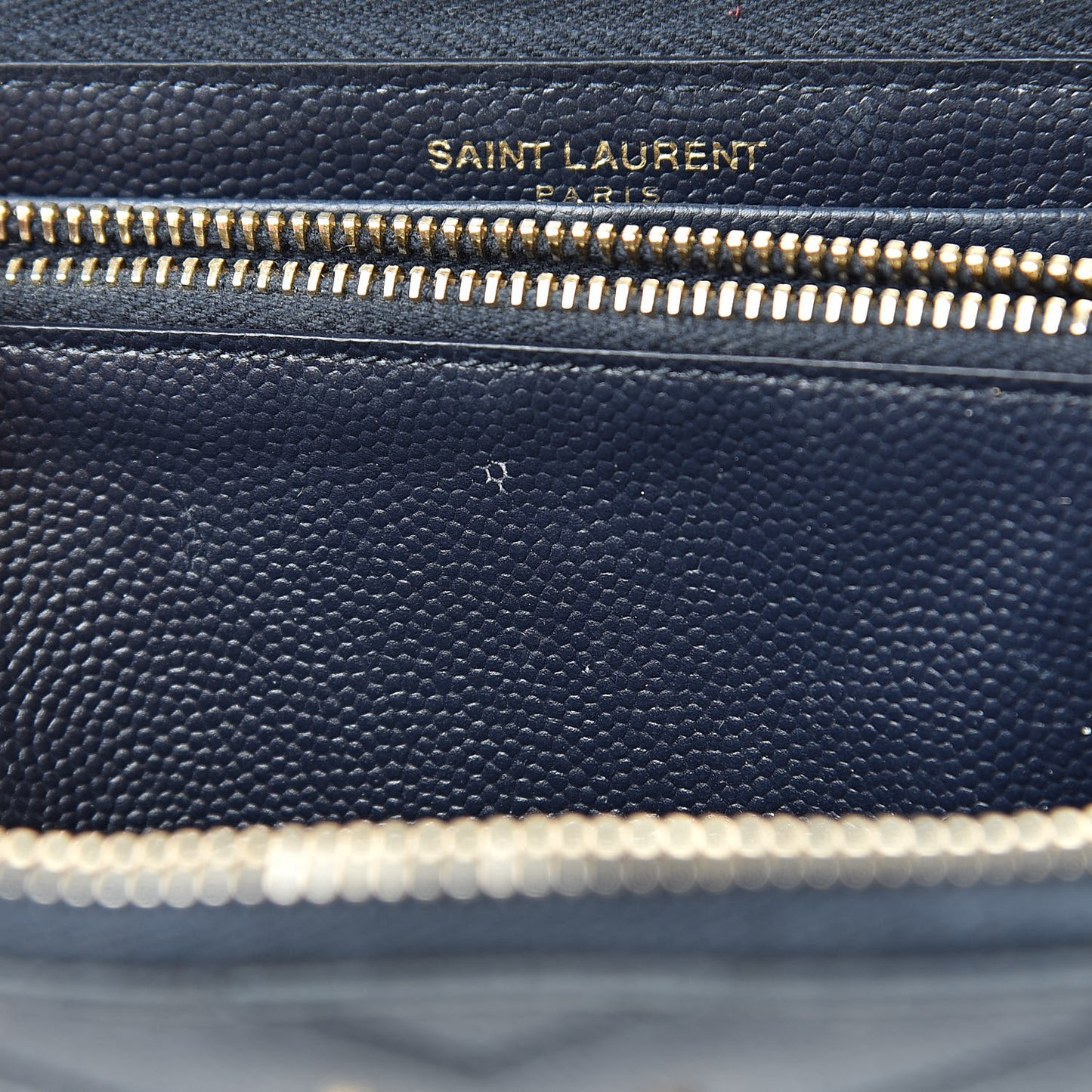 Grain De Poudre Matelasse Chevron Monogram Zip Around Wallet Navy
