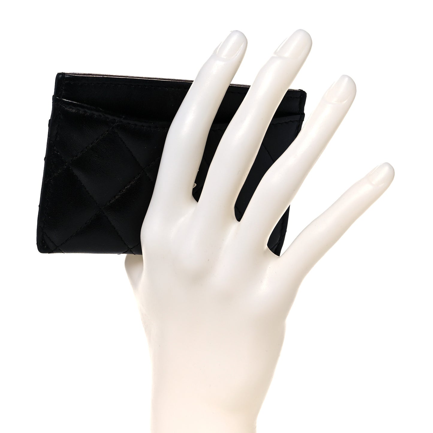 Lambskin Quilted Card Holder Black