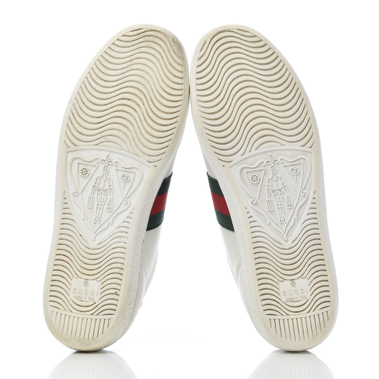 Calfskin Web Bee Embroidered Womens Ace Sneakers 38 White Green