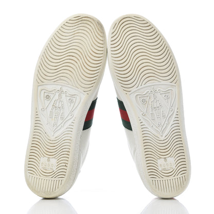 Gucci Calfskin Web Bee Embroidered Womens Ace Sneakers 38 White Green 5 of 25
