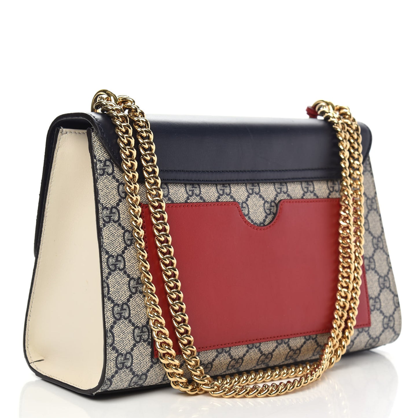 GG Supreme Monogram Calfskin Medium Padlock Shoulder Bag Beige Blue Mystic White Hibiscus Red