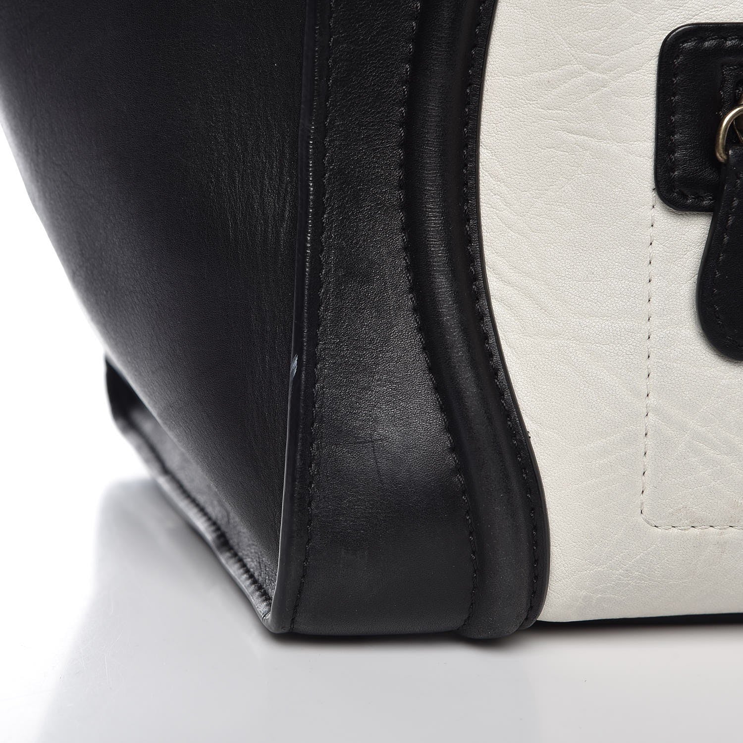 Celine Elephant Calfskin Mini Bi-Color Luggage Black White 16 of 17