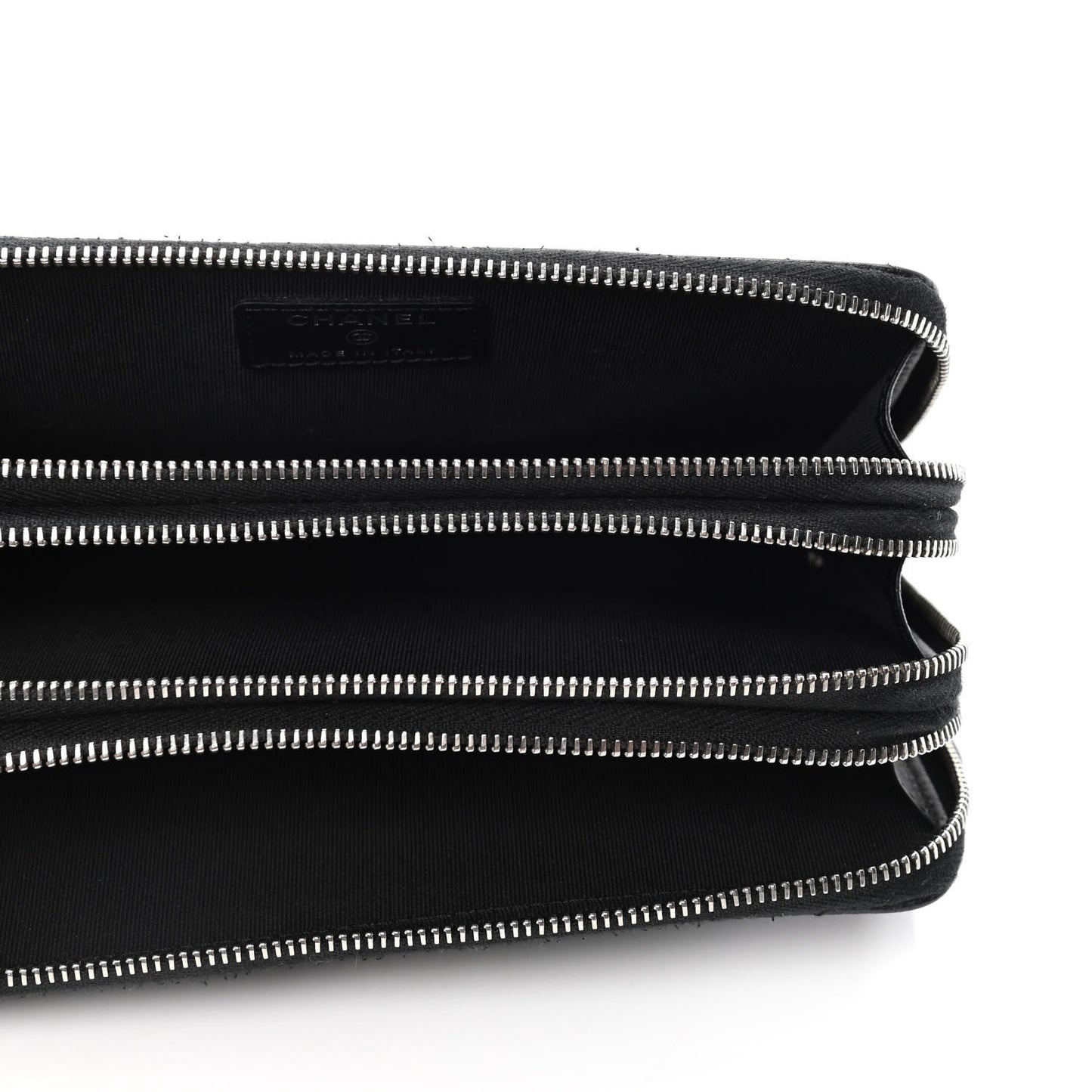 Caviar Quilted Triple Zip Wallet Black