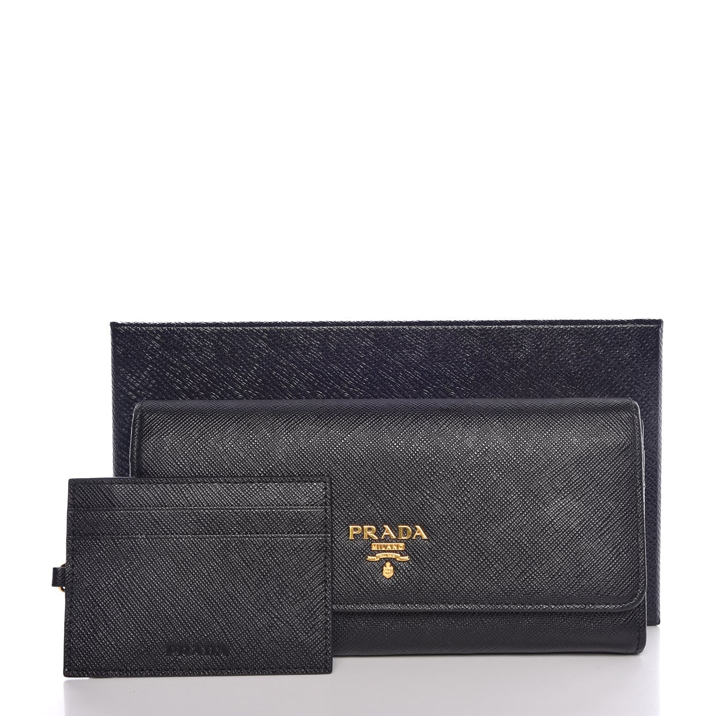 Saffiano Metal Continental Flap Wallet Black