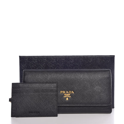 Prada Saffiano Metal Continental Flap Wallet Black 7 of 7