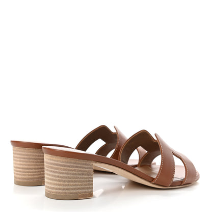 Hermes Calfskin Oasis Sandals 36.5 Gold 4 of 9