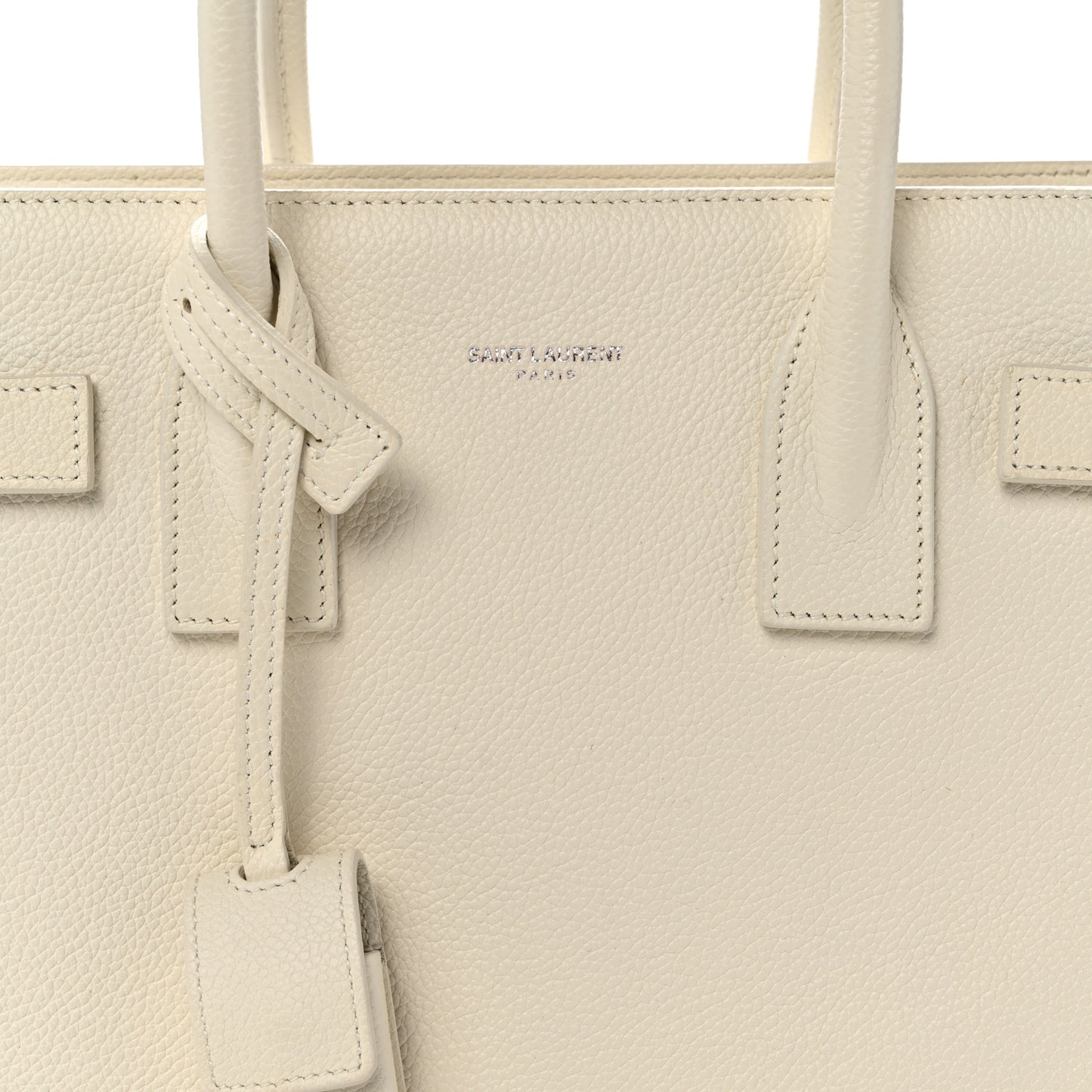 Grained Calfskin Baby Sac De Jour White