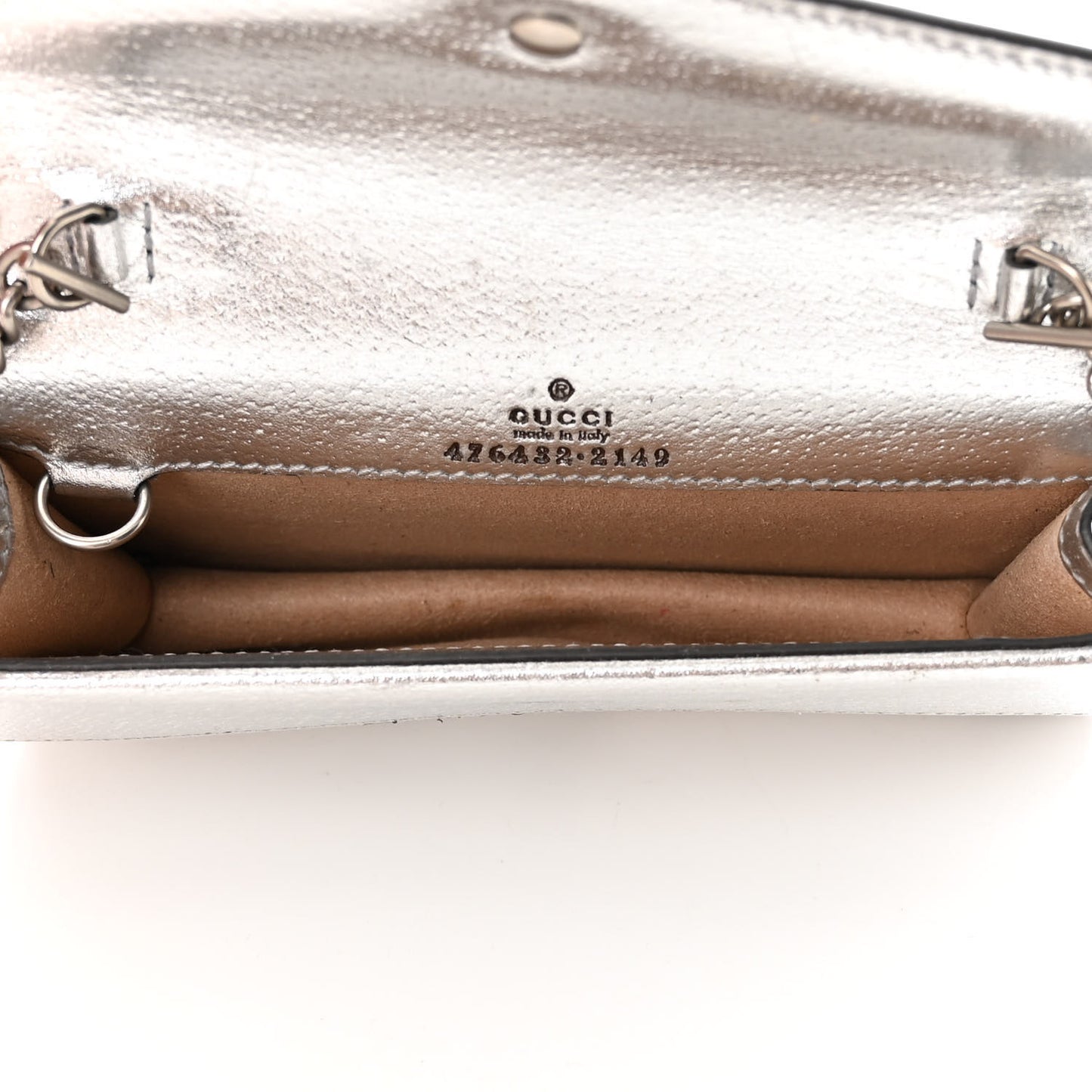 Metallic Calfskin Crystal Super Mini Dionysus Shoulder Bag Silver