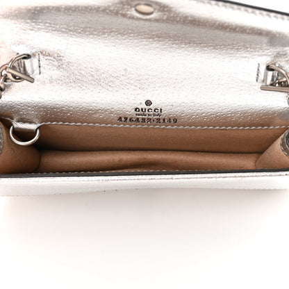 Gucci Metallic Calfskin Crystal Super Mini Dionysus Shoulder Bag Silver 5 of 14