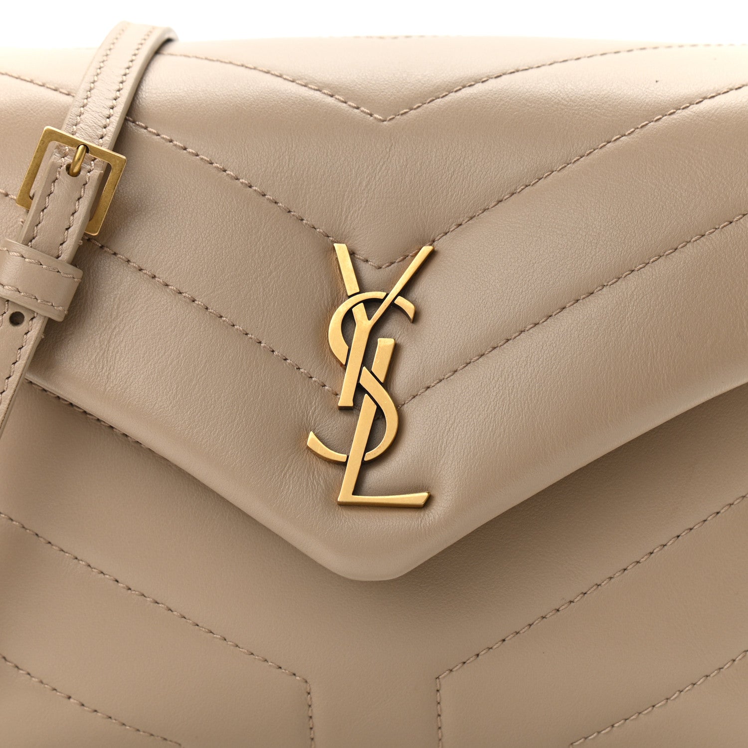 Saint Laurent Calfskin Y Quilted Monogram Toy Loulou Crossbody Bag Dark Beige 8 of 11
