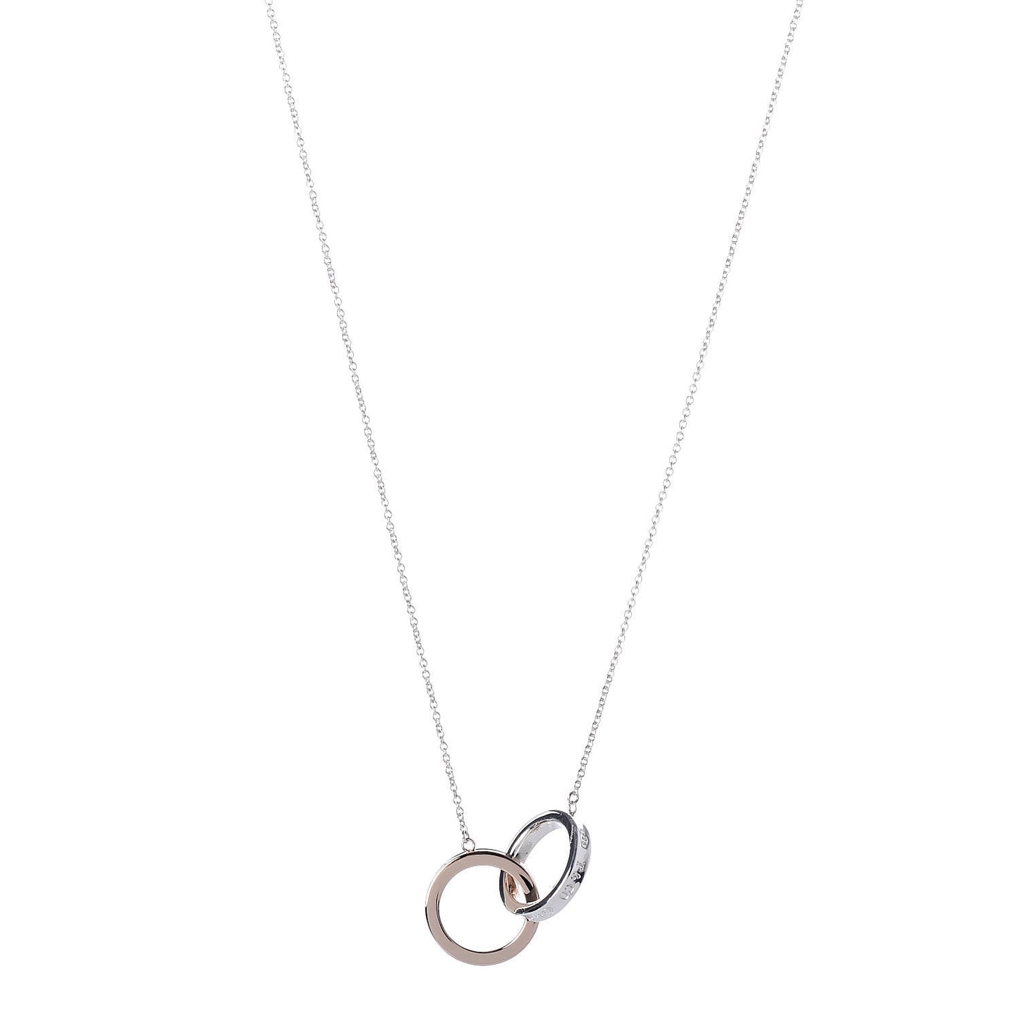 Sterling Silver 18K Rose Gold 1837 Interlocking Circles Pendant Necklace