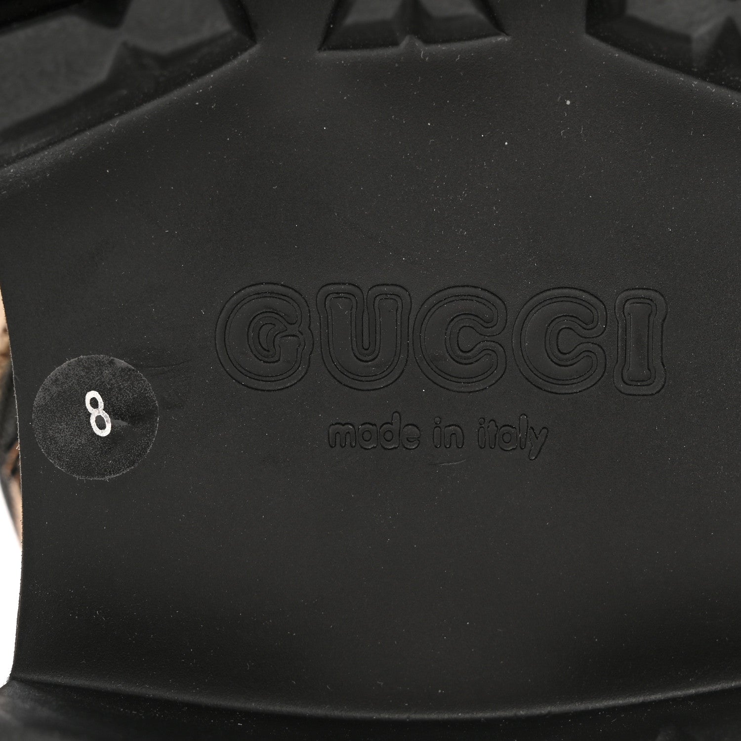 Gucci Monogram Jumbo GG Miro Soft Calfskin Mens Lace Up Combat Boots 8 Camel Ebony Black 6 of 12