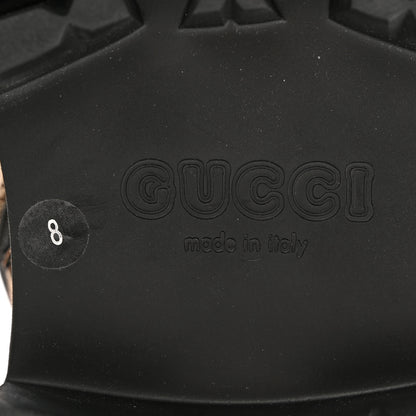 Gucci Monogram Jumbo GG Miro Soft Calfskin Mens Lace Up Combat Boots 8 Camel Ebony Black 6 of 12
