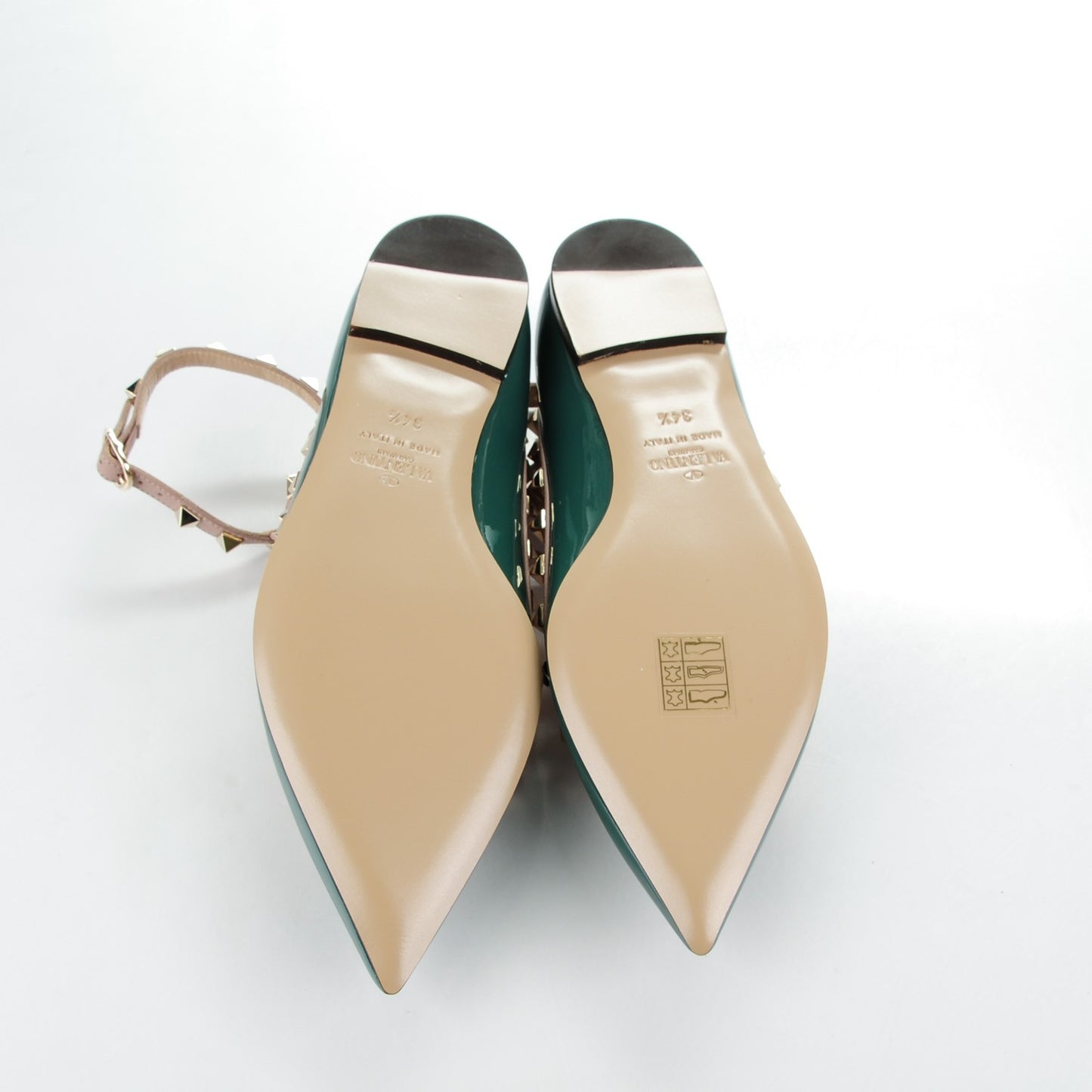Patent Rockstud Cage Ballerina Flats 34.5 Green Poudre