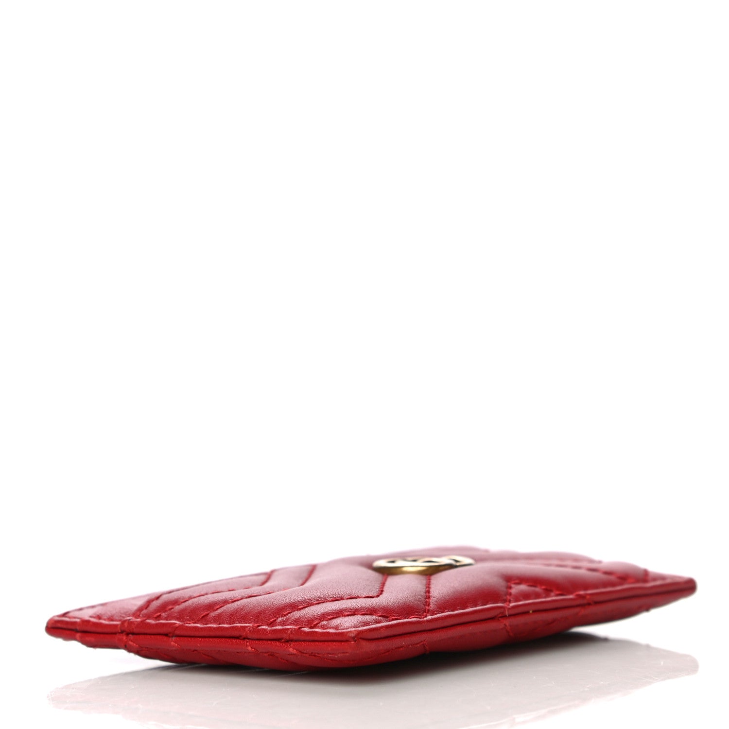 Gucci Calfskin Matelasse GG Marmont Card Holder Hibiscus Red 4 of 10