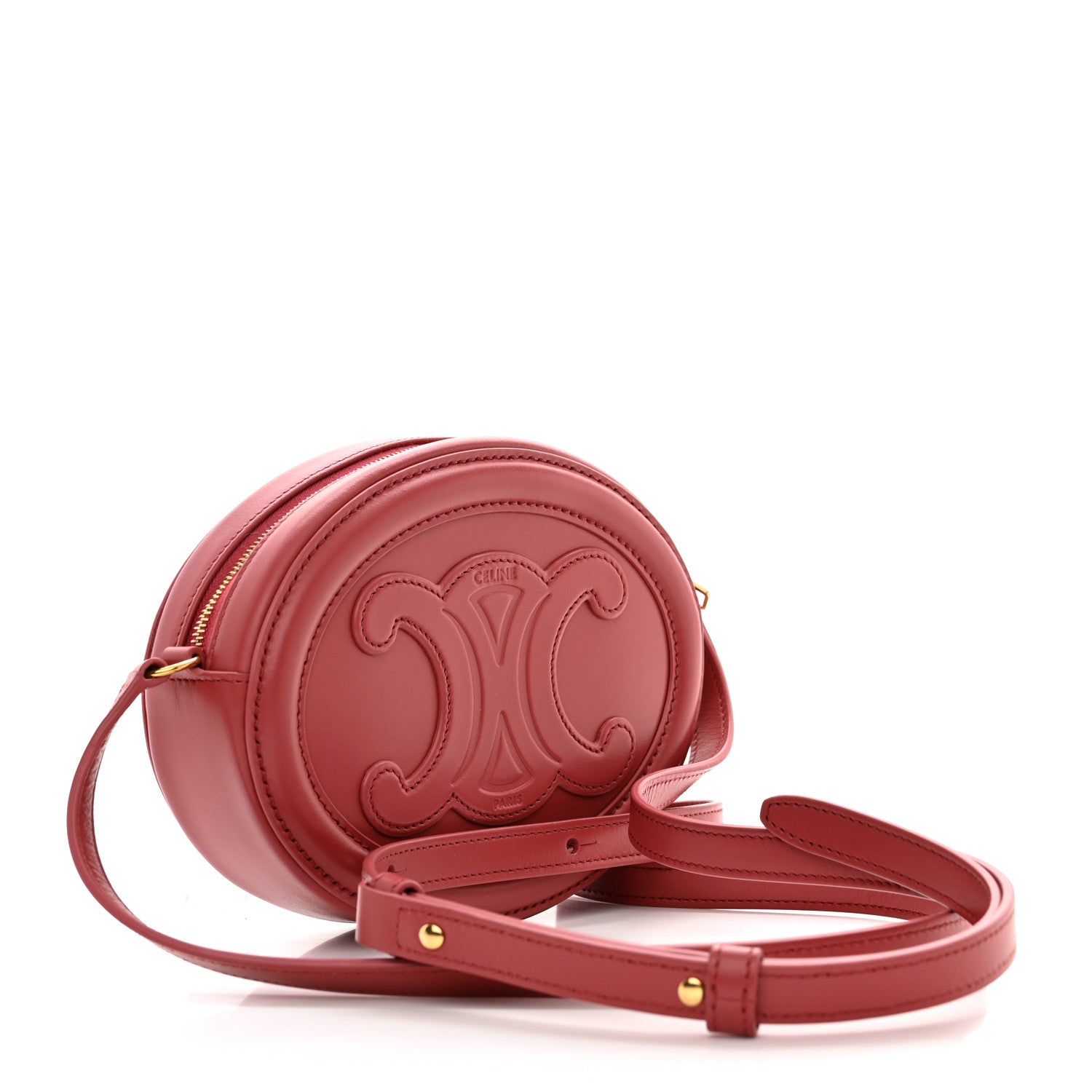 Celine Smooth Calfskin Cuir Triomphe Oval Purse Crossbody Lipstick 3 of 12