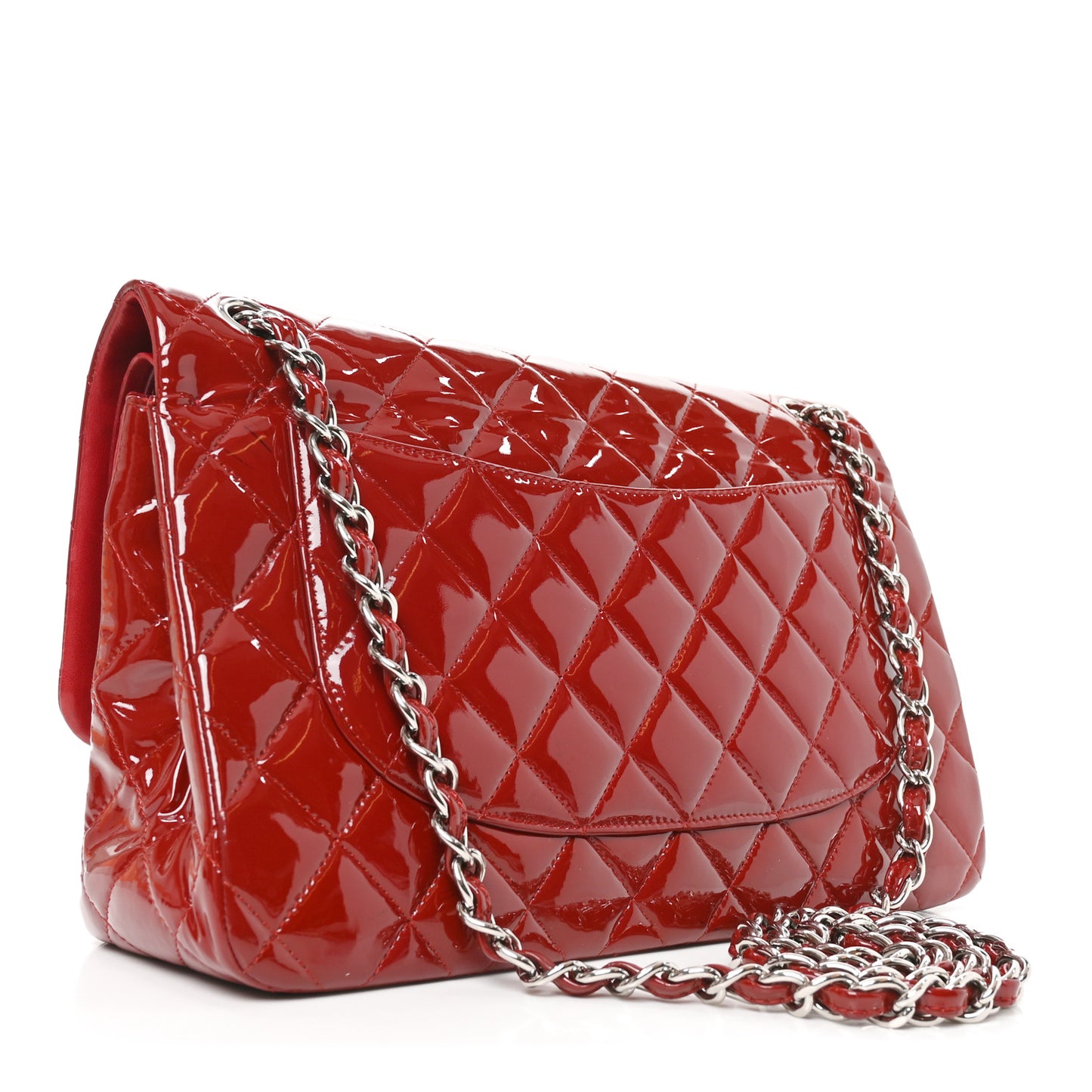 Patent Quilted Jumbo Double Flap Red