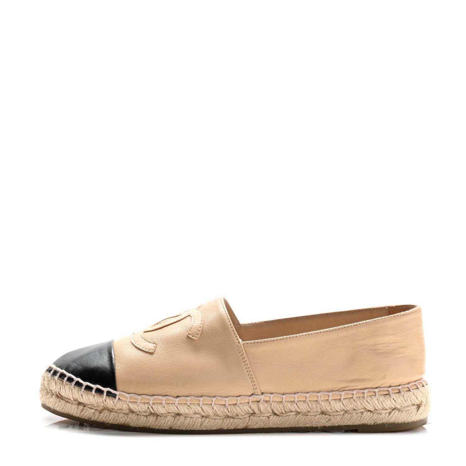 Chanel Lambskin CC Espadrilles 39 Beige Black 1 of 9