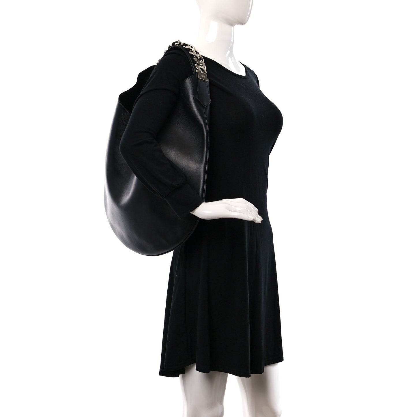 Calfskin Medium Infinity Hobo Bag Black