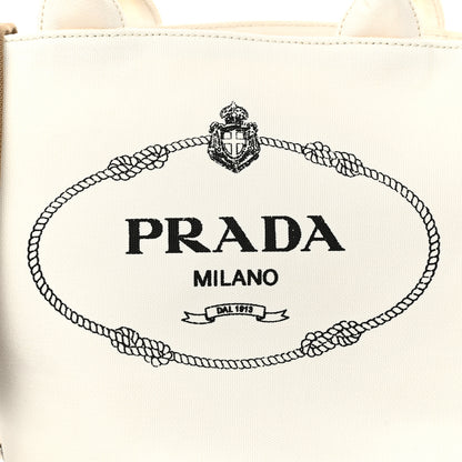 Prada Canapa Small Shopping Tote White 9 of 12