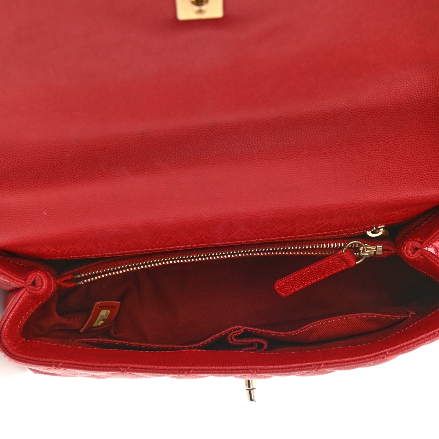 Chanel Caviar Quilted Small Coco Handle Flap Red 5 of 12