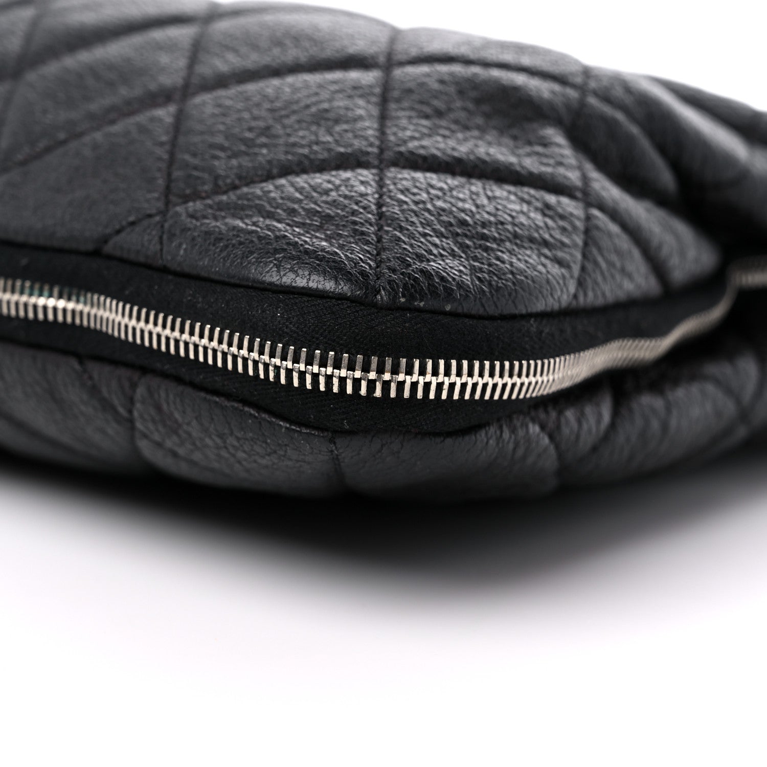 Chanel Calfskin Quilted Expandable Zip Shoulder Bag Black 9 of 12