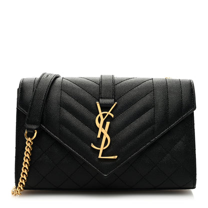 Saint Laurent Grain De Poudre Textured Mixed Matelasse Triquilt Small Monogram Satchel Black 1 of 10