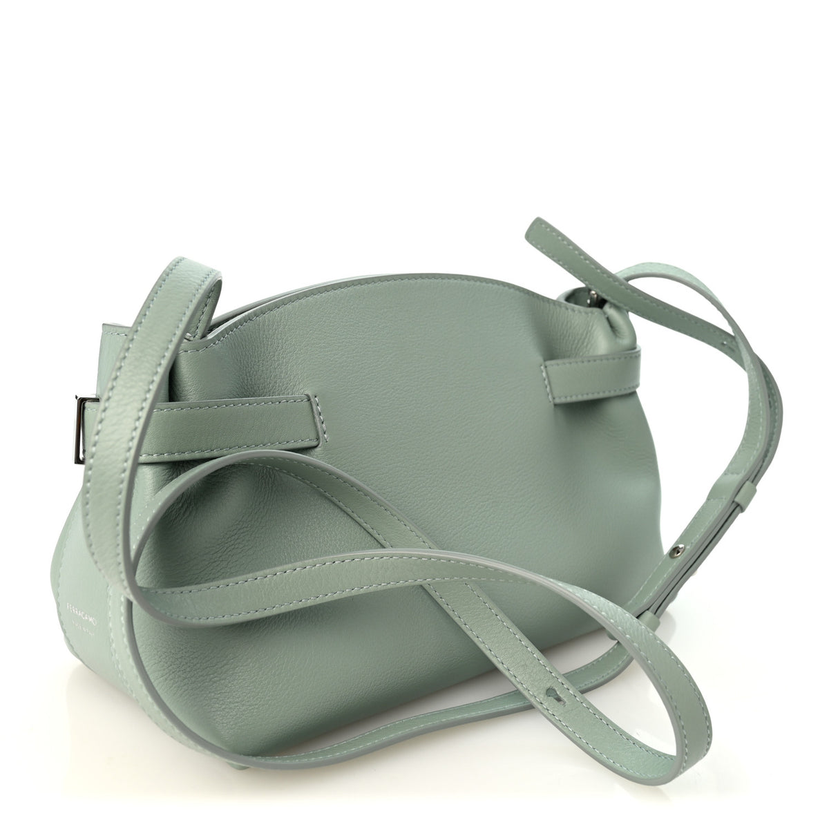 Calfskin Small Hug Pouch Aqua Green