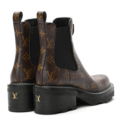 Louis Vuitton Patent Monogram LV Beaubourg Ankle Boots 38 Black 4 of 8
