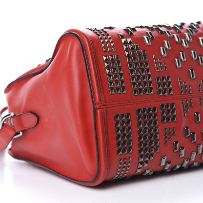 Alexander McQueen Calfskin Small Studded Padlock Zip Around Tote Red 7 of 11