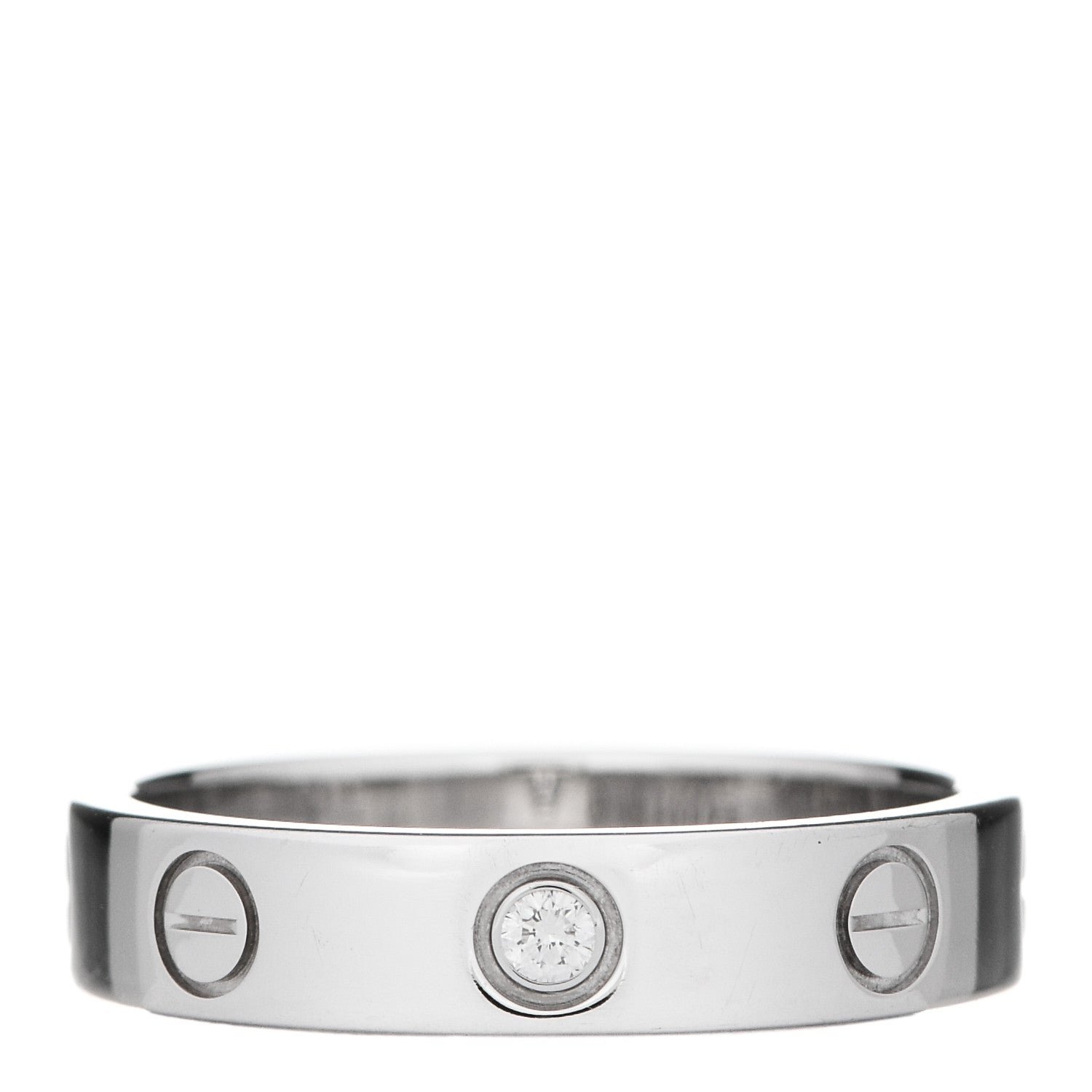 Cartier 18K White Gold Diamond 4mm LOVE Wedding Band Ring 51 5.75 1 of 4
