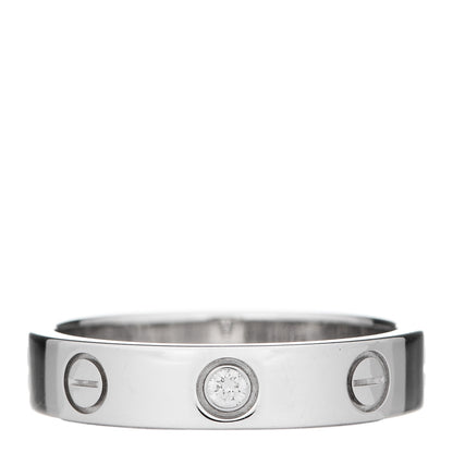 Cartier 18K White Gold Diamond 4mm LOVE Wedding Band Ring 51 5.75 1 of 4