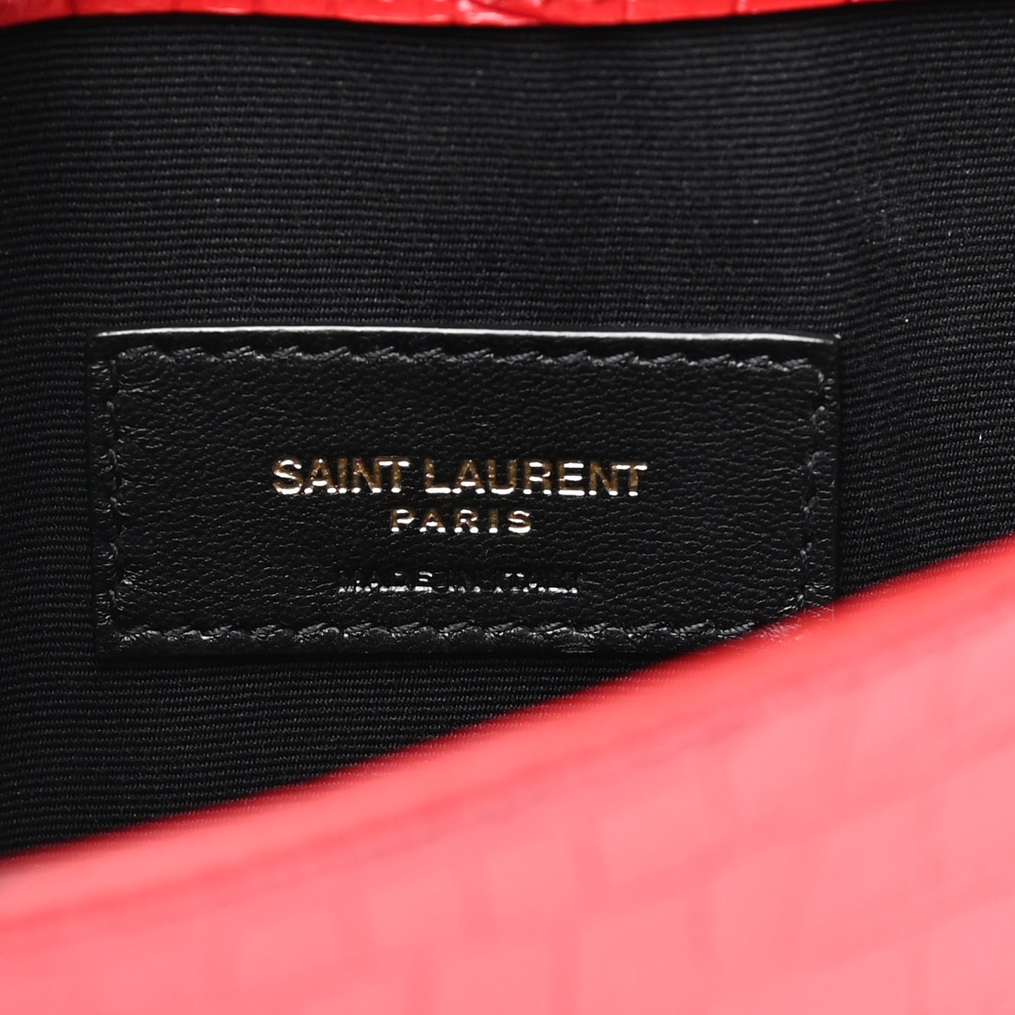 Calfskin Crocodile Embossed Uptown Monogram Clutch Rouge Eros