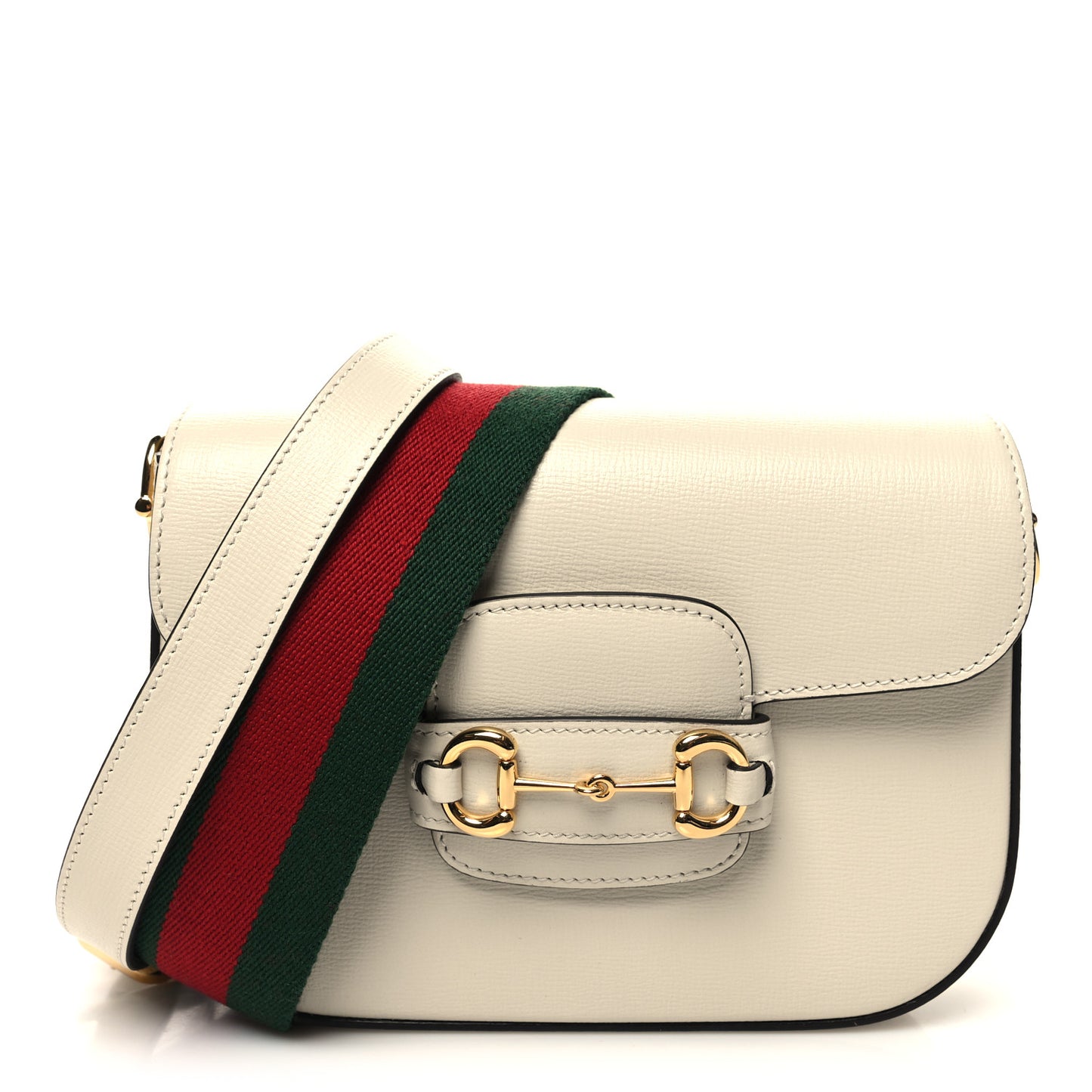 Azalea Calfskin Web Mini Horsebit 1955 Shoulder Bag Mystic White