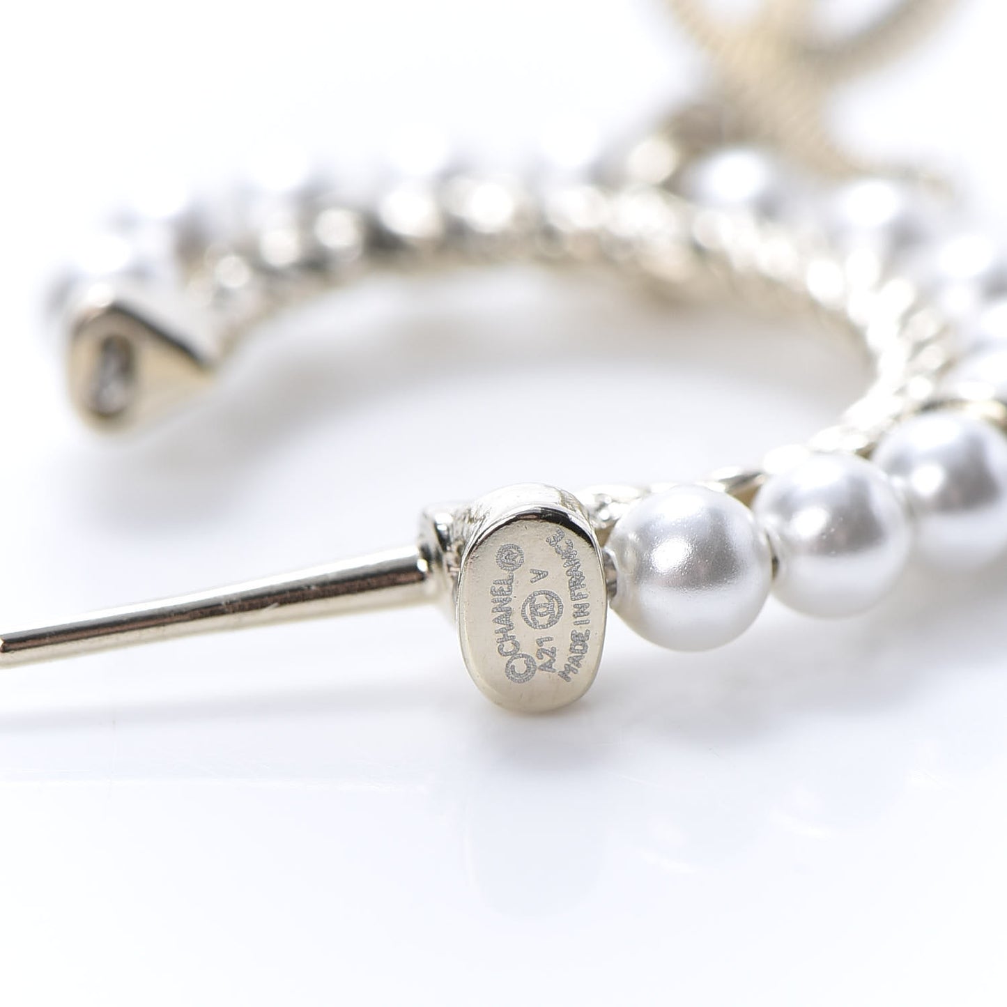 Pearl Charms CC Hoop Earrings Gold