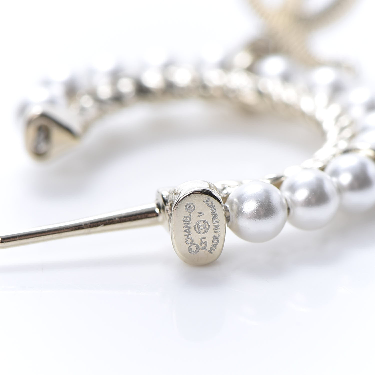 Chanel Pearl Charms CC Hoop Earrings Gold 5 of 6