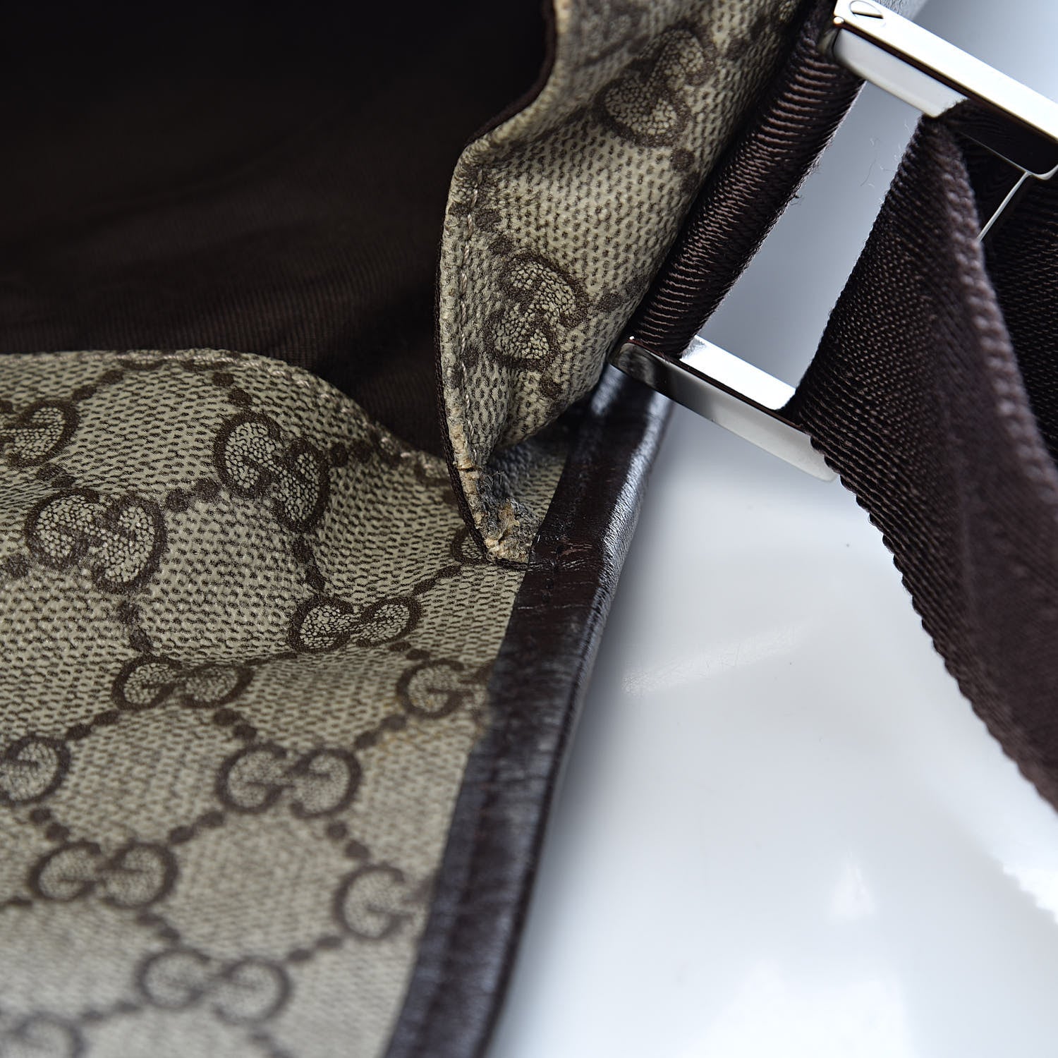 Gucci GG Plus Monogram Large Flap Messenger Bag Beige Dark Brown 11 of 15