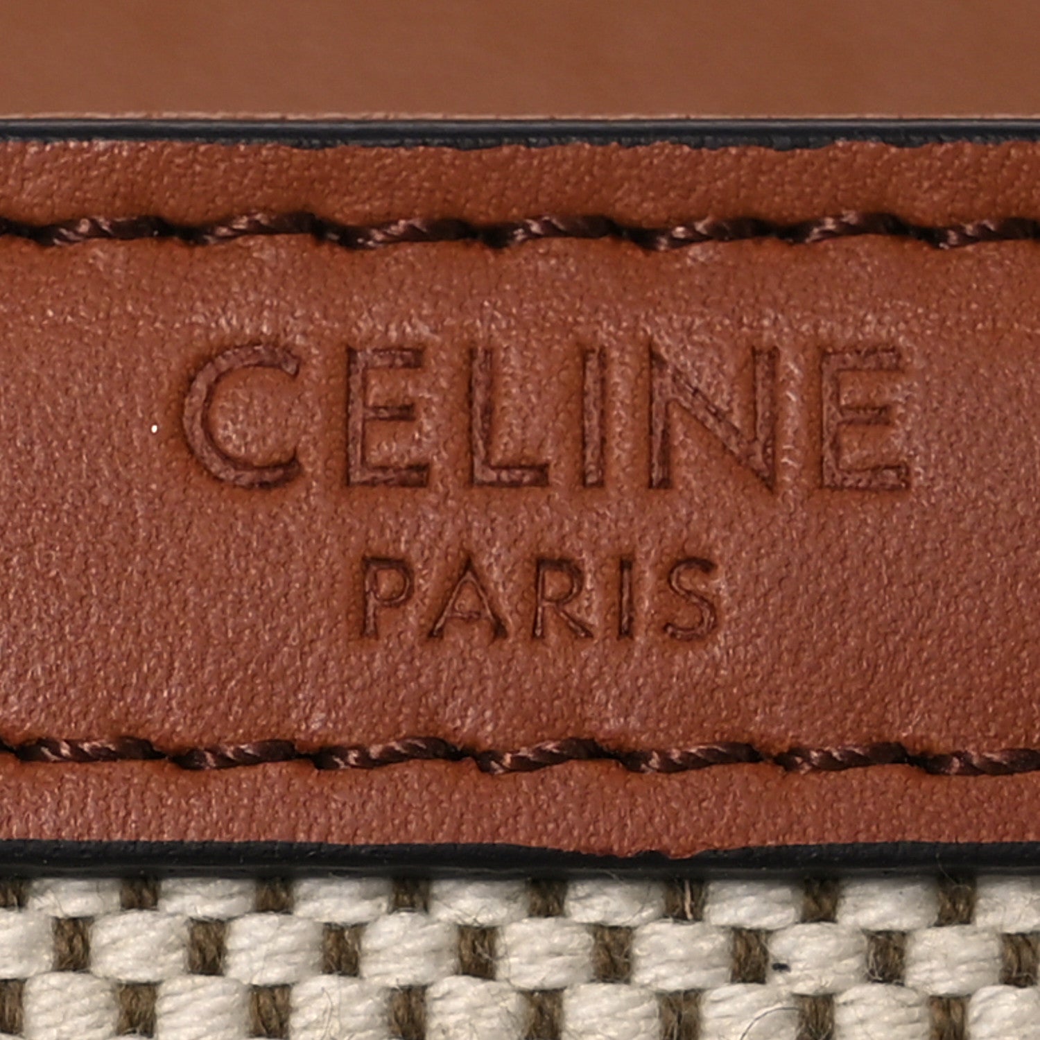 Celine Textile Calfskin Teen Triomphe Bag Natural Tan 7 of 19