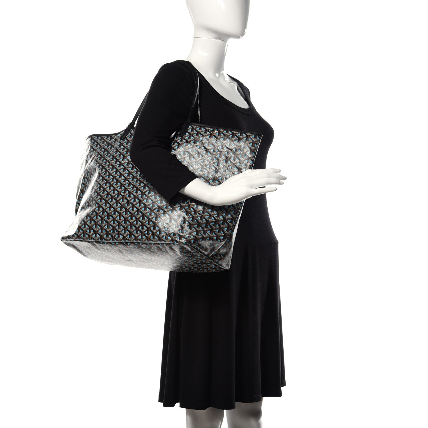 Goyard Goyardine Saint Louis Claire Voie GM Black Blue 2 of 8
