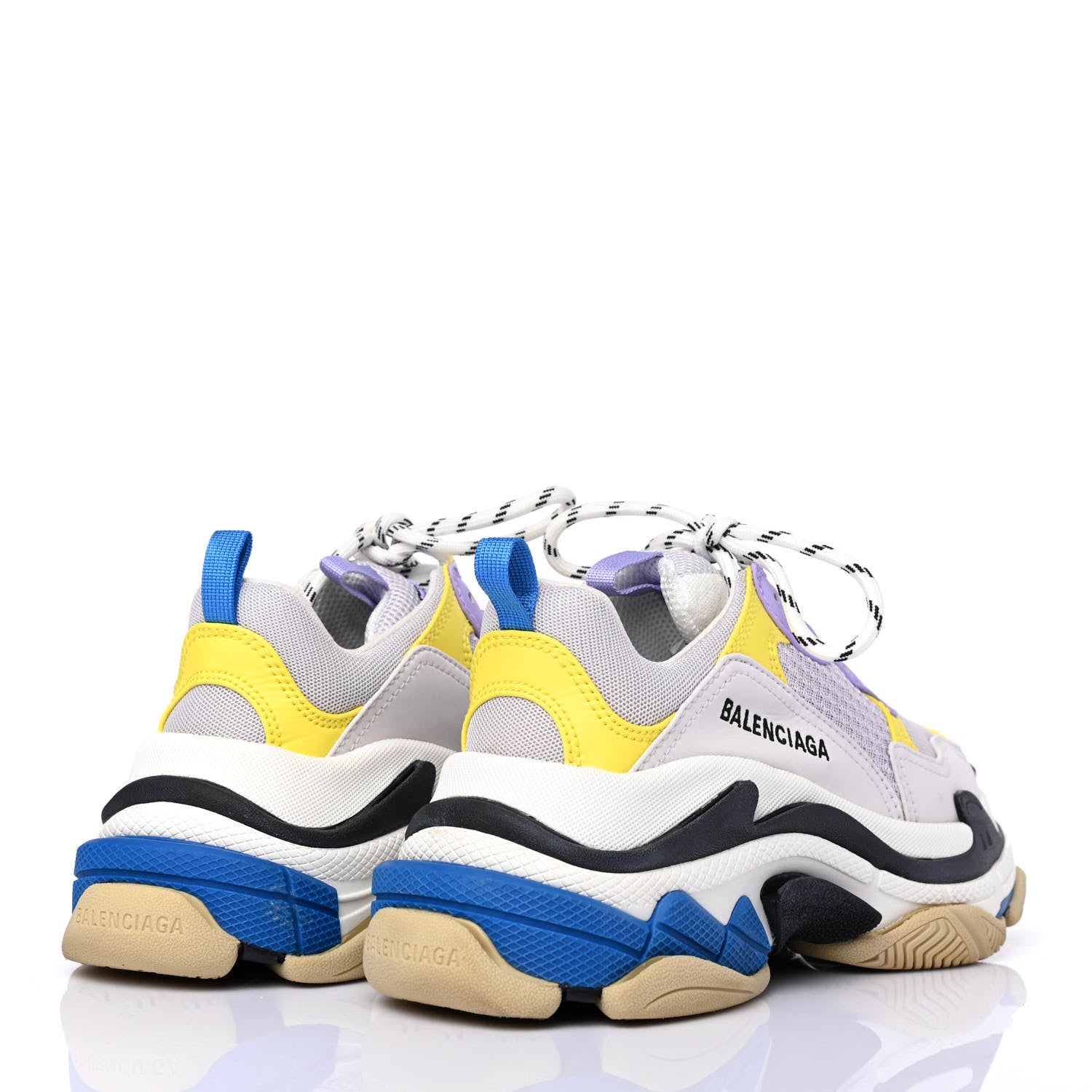 Balenciaga Fabric Mesh Womens Triple S Sneakers 37 White Purple Yellow 3 of 4
