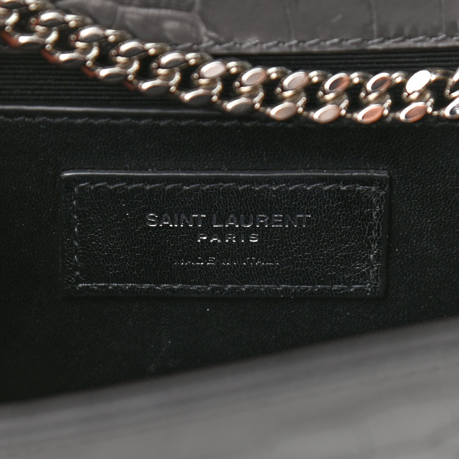 Saint Laurent Calfskin Crocodile Embossed Medium Classic Monogram Kate Tassel Satchel Storm 6 of 11