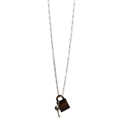 Hermes Permabrass Buffalo Horn Amulette Padlock PM Pendant Necklace 1 of 6