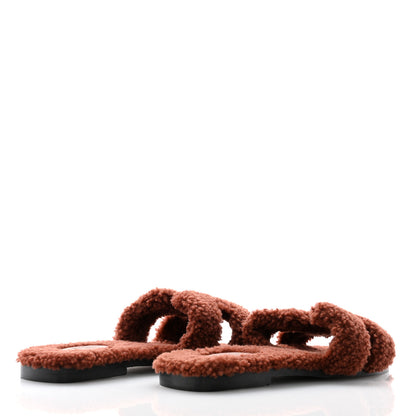 Hermes Woolskin Oran Sandals 39 Cognac 3 of 7