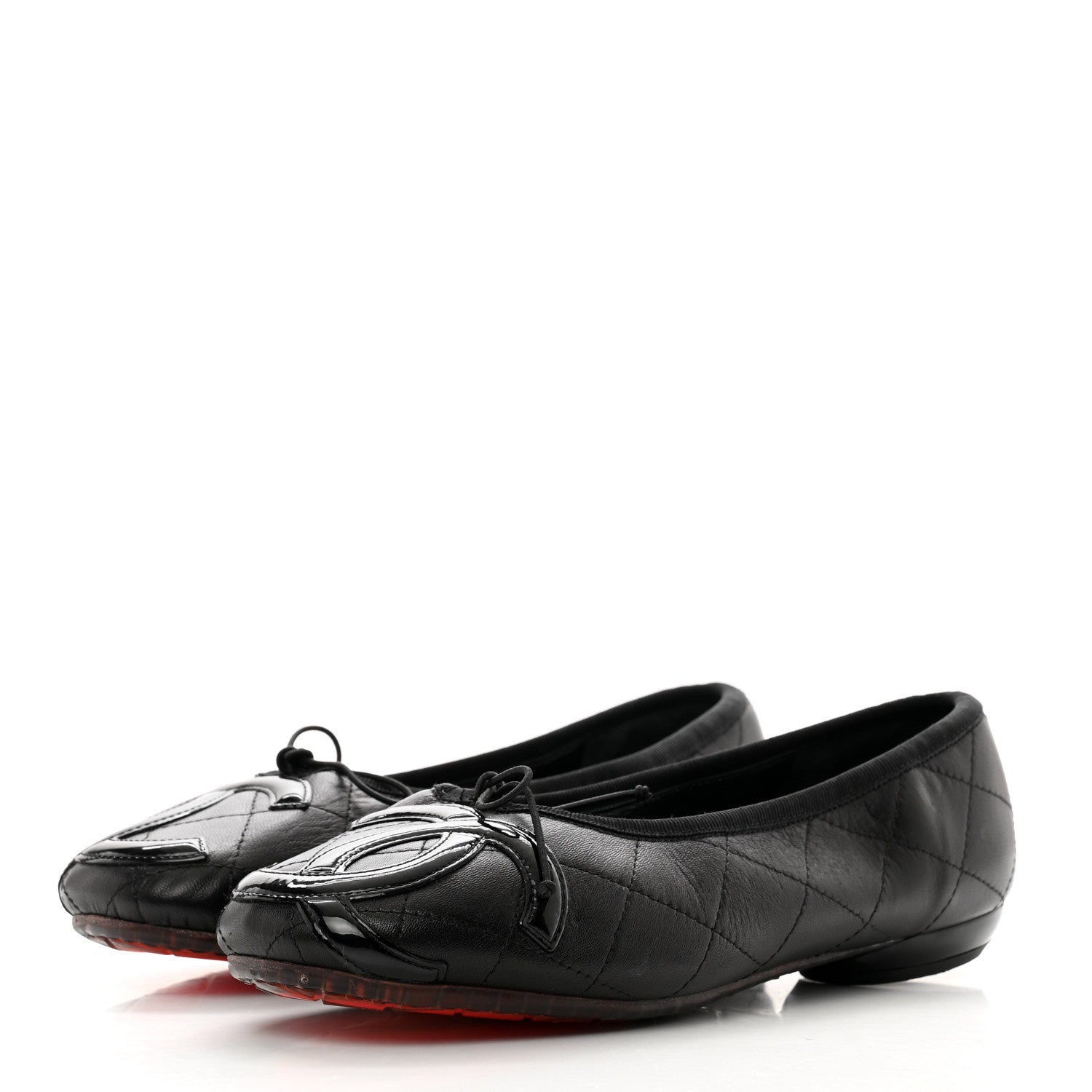 Chanel Lambskin Quilted Cambon Ballerina Flats 37.5 Black 3 of 7